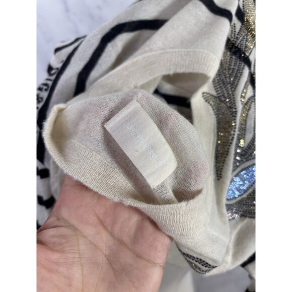 Zadig & Voltaire Cashmere Sweatshirt Sz M Thin Striped Bling Rhinestone Sweater - Picture 16 of 16